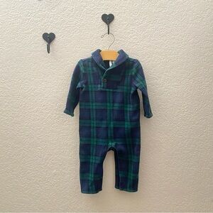 Janie and Jack Green and Blue Plaid One Piece